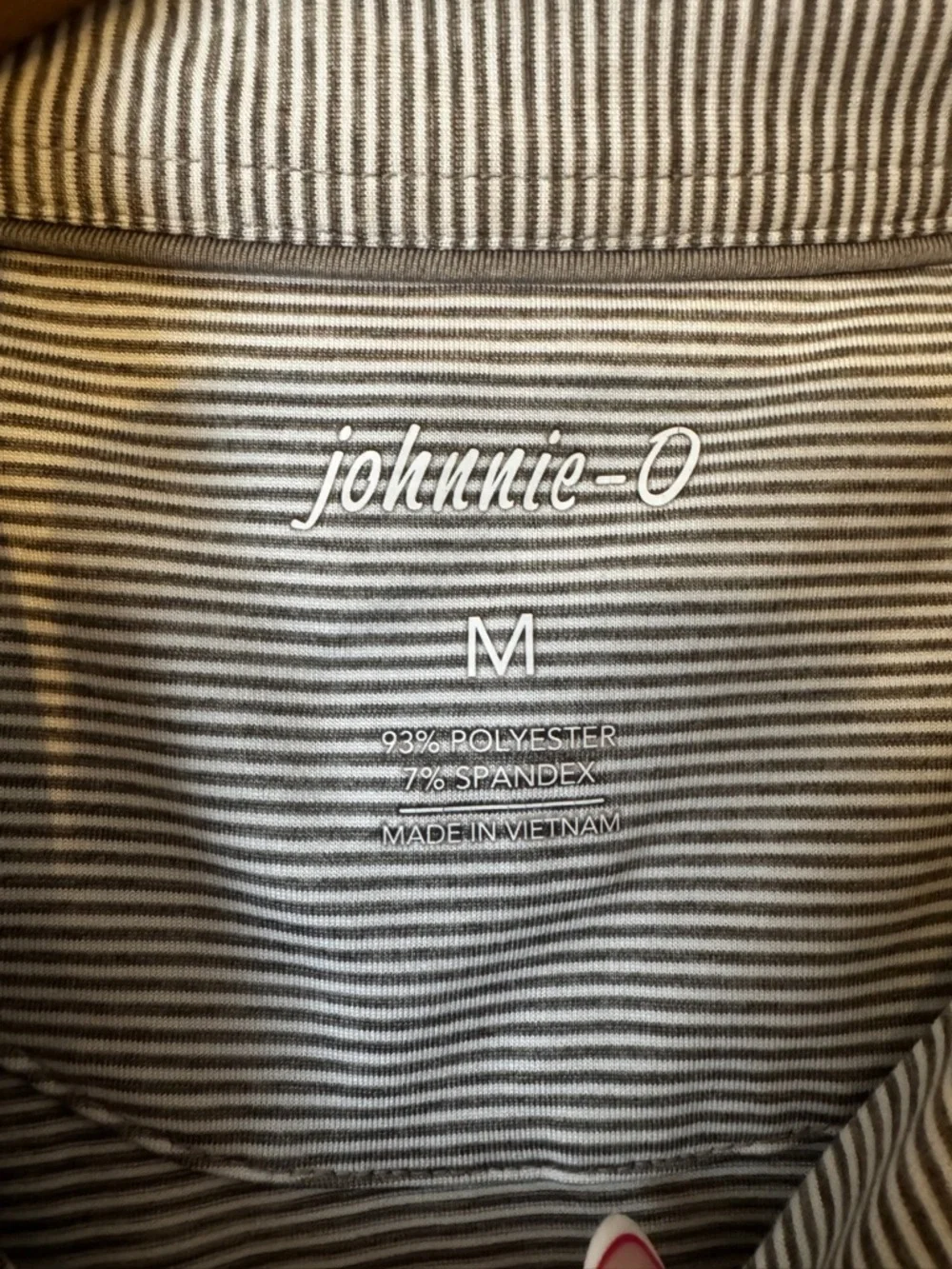 johnnie-O Men's Size Medium Striped Polo with Logo on Sleeve